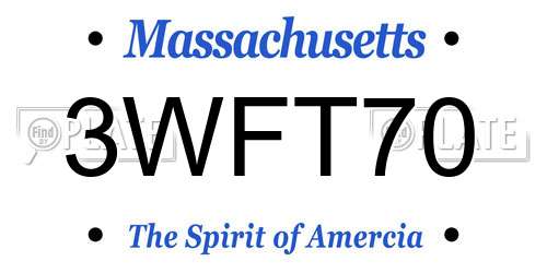 3WFT70 Massachusetts License Plate