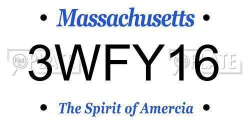 3WFY16 Massachusetts License Plate