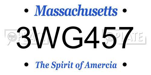 3WG457 Massachusetts License Plate