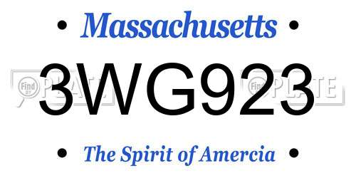 3WG923 Massachusetts License Plate