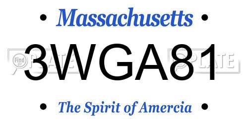 3WGA81 Massachusetts License Plate