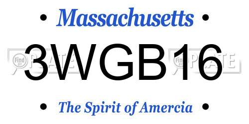3WGB16 Massachusetts License Plate