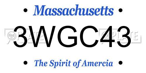 3WGC43 Massachusetts License Plate