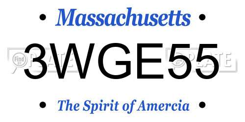 3WGE55 Massachusetts License Plate