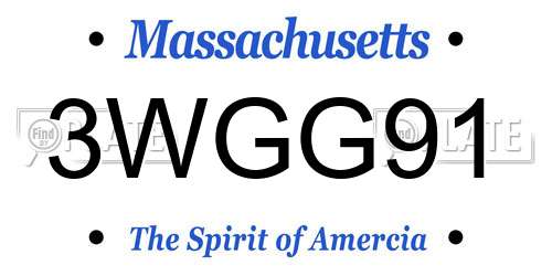 3WGG91 Massachusetts License Plate