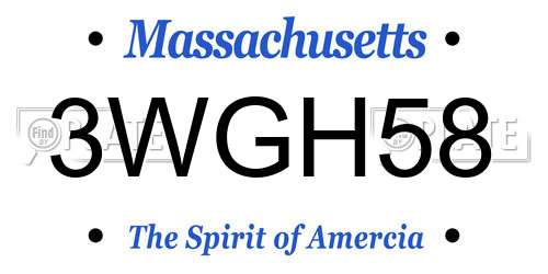 3WGH58 Massachusetts License Plate