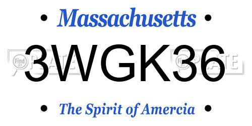 3WGK36 Massachusetts License Plate