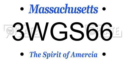 3WGS66 Massachusetts License Plate