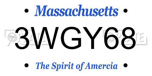 3WGY68 Massachusetts License Plate