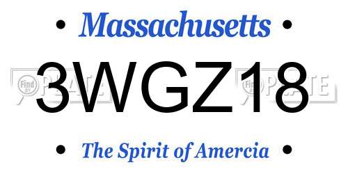 3WGZ18 Massachusetts License Plate
