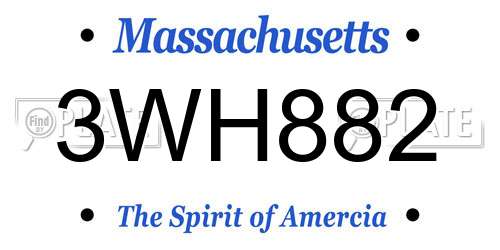 3WH882 Massachusetts License Plate