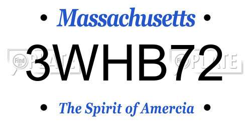 3WHB72 Massachusetts License Plate