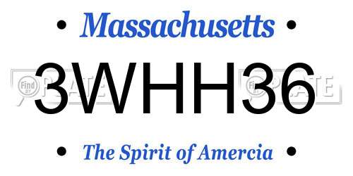 3WHH36 Massachusetts License Plate