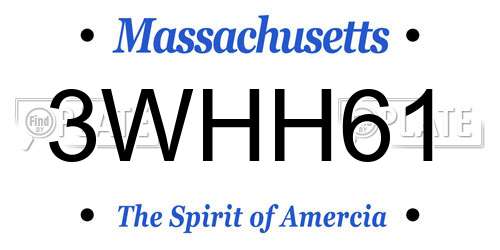 3WHH61 Massachusetts License Plate