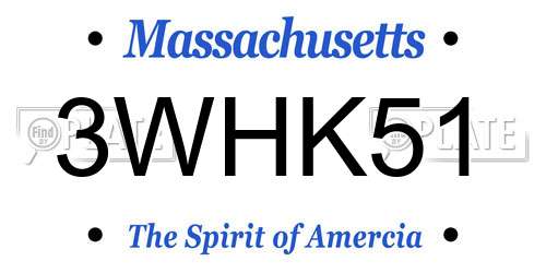 3WHK51 Massachusetts License Plate