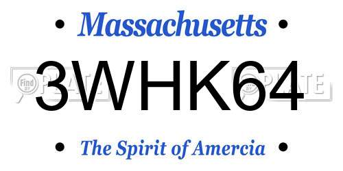 3WHK64 Massachusetts License Plate