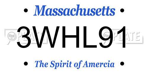 3WHL91 Massachusetts License Plate