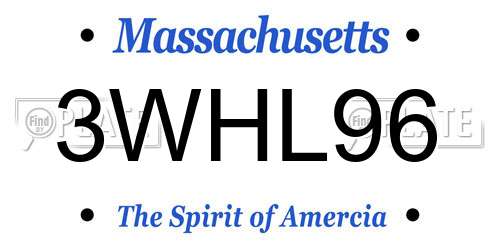 3WHL96 Massachusetts License Plate