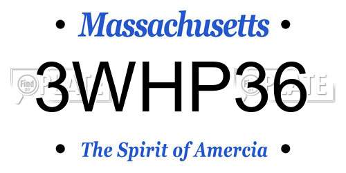3WHP36 Massachusetts License Plate