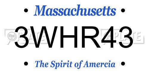3WHR43 Massachusetts License Plate