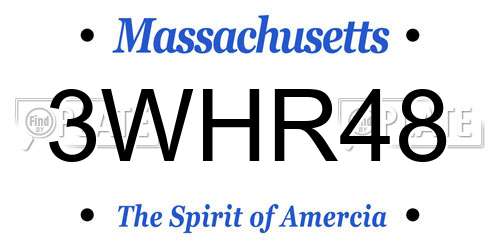 3WHR48 Massachusetts License Plate