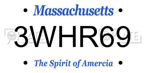 3WHR69 Massachusetts License Plate