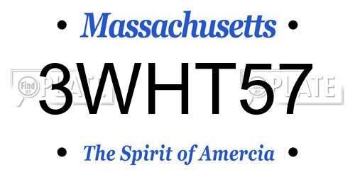 3WHT57 Massachusetts License Plate