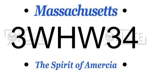 3WHW34 Massachusetts License Plate