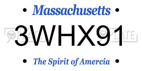 3WHX91 Massachusetts License Plate