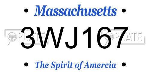 3WJ167 Massachusetts License Plate