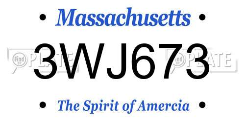 3WJ673 Massachusetts License Plate