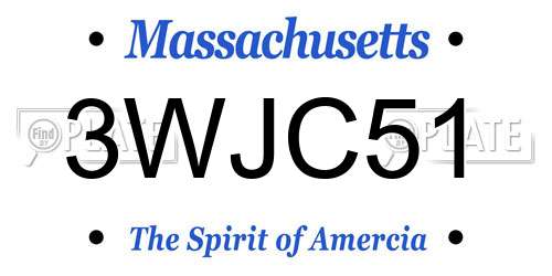 3WJC51 Massachusetts License Plate