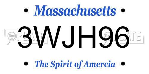 3WJH96 Massachusetts License Plate