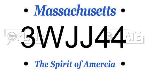 3WJJ44 Massachusetts License Plate