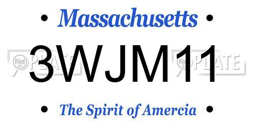 3WJM11 Massachusetts License Plate