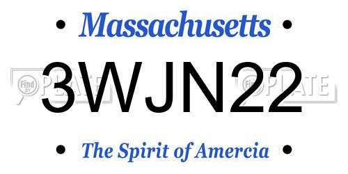 3WJN22 Massachusetts License Plate