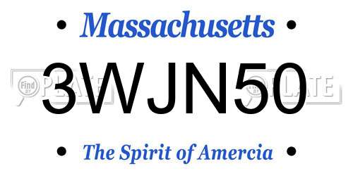 3WJN50 Massachusetts License Plate