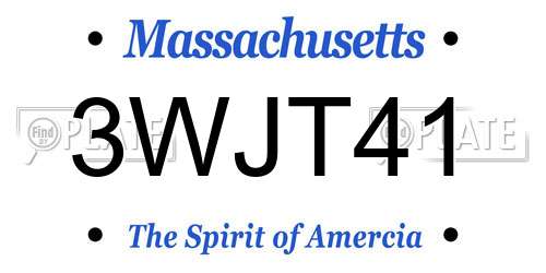3WJT41 Massachusetts License Plate