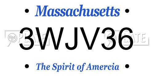 3WJV36 Massachusetts License Plate