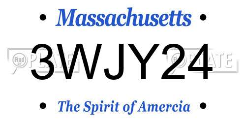 3WJY24 Massachusetts License Plate