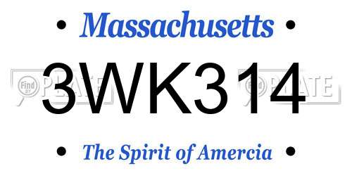 3WK314 Massachusetts License Plate