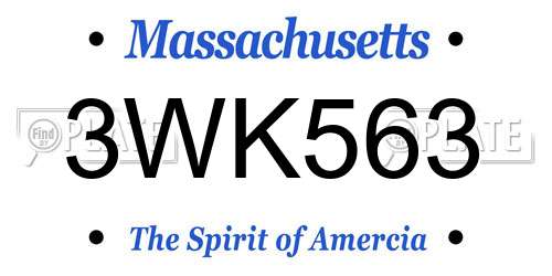 3WK563 Massachusetts License Plate