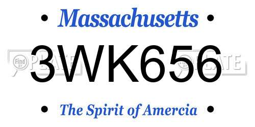 3WK656 Massachusetts License Plate