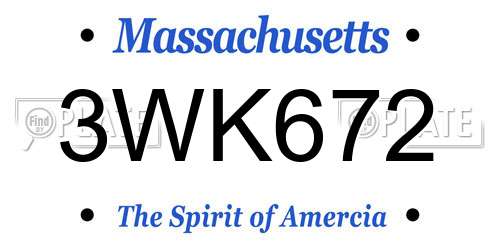 3WK672 Massachusetts License Plate