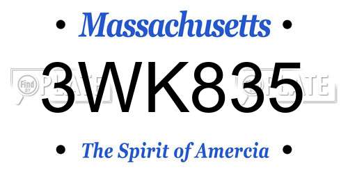 3WK835 Massachusetts License Plate