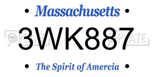 3WK887 Massachusetts License Plate
