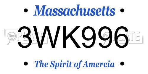 3WK996 Massachusetts License Plate
