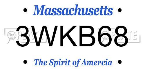 3WKB68 Massachusetts License Plate