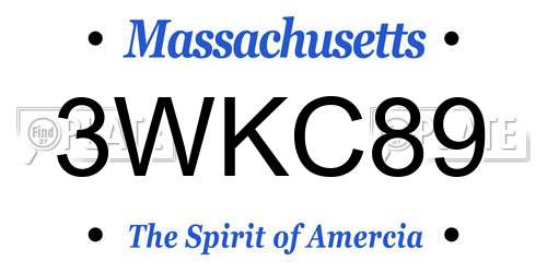 3WKC89 Massachusetts License Plate