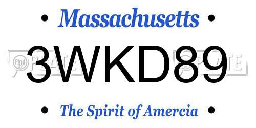 3WKD89 Massachusetts License Plate